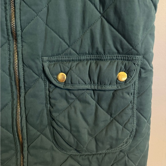 Blue Rain Dark Green Quilted Vest with Gold Zipper - Picture 3 of 7